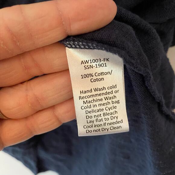 ATM Women's Navy Blue V-neck T-Shirt 100% Cotton Basic Minimalist size Small - Picture 9 of 9